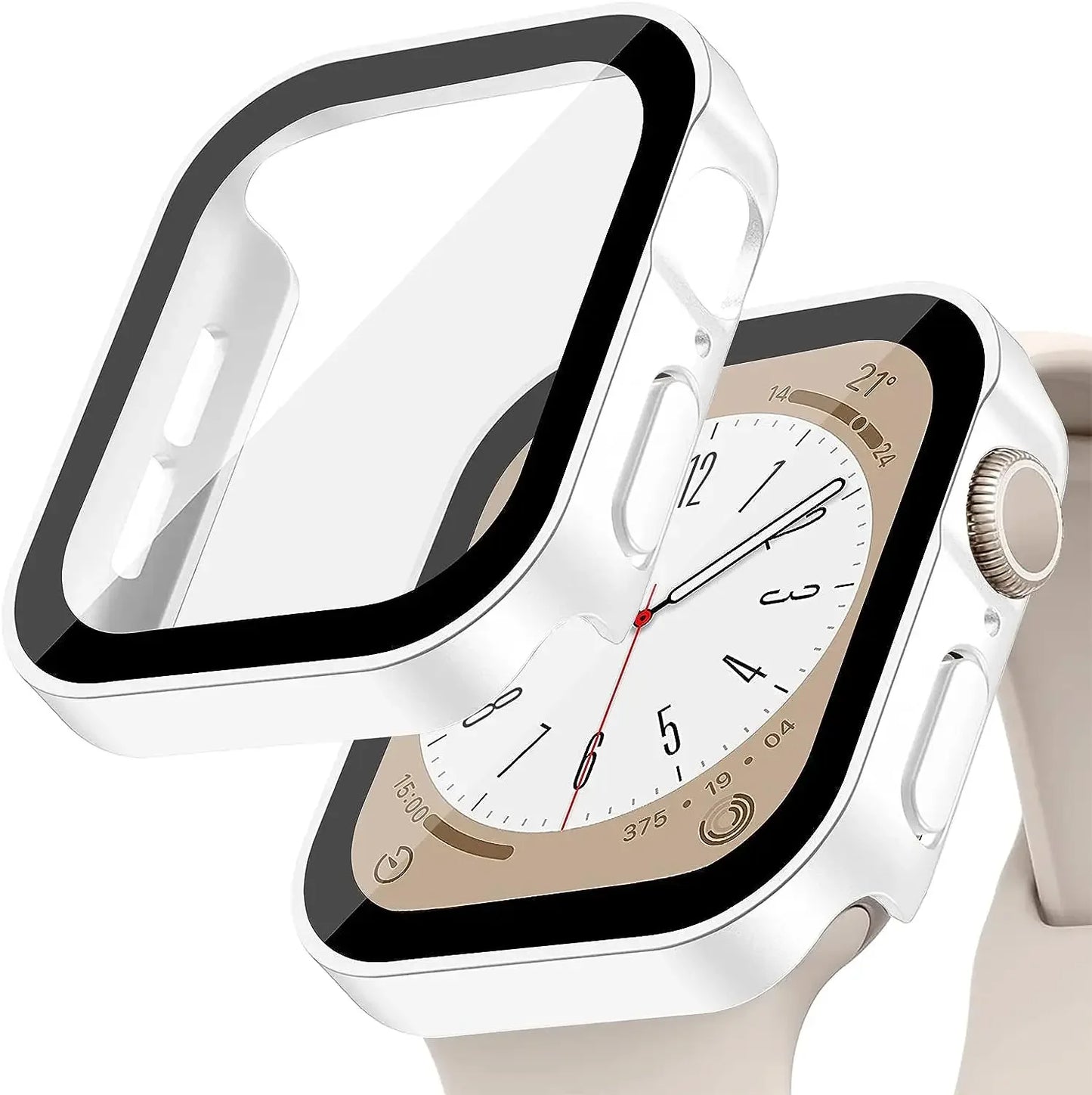 Tempered Glass+Cover for Apple Watch 11 10 9 8 7 46Mm 42Mm PC Bumper Screen Protector Case Iwatch Series 7 6 5 4 SE3 44 40 45Mm